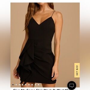 Lulu’s Give Me Some Flair Black Ruffled Mini Dress Size